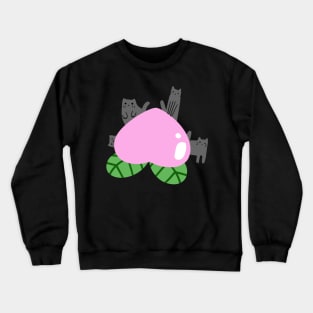 Giant Peach and Little Gray Cats Crewneck Sweatshirt